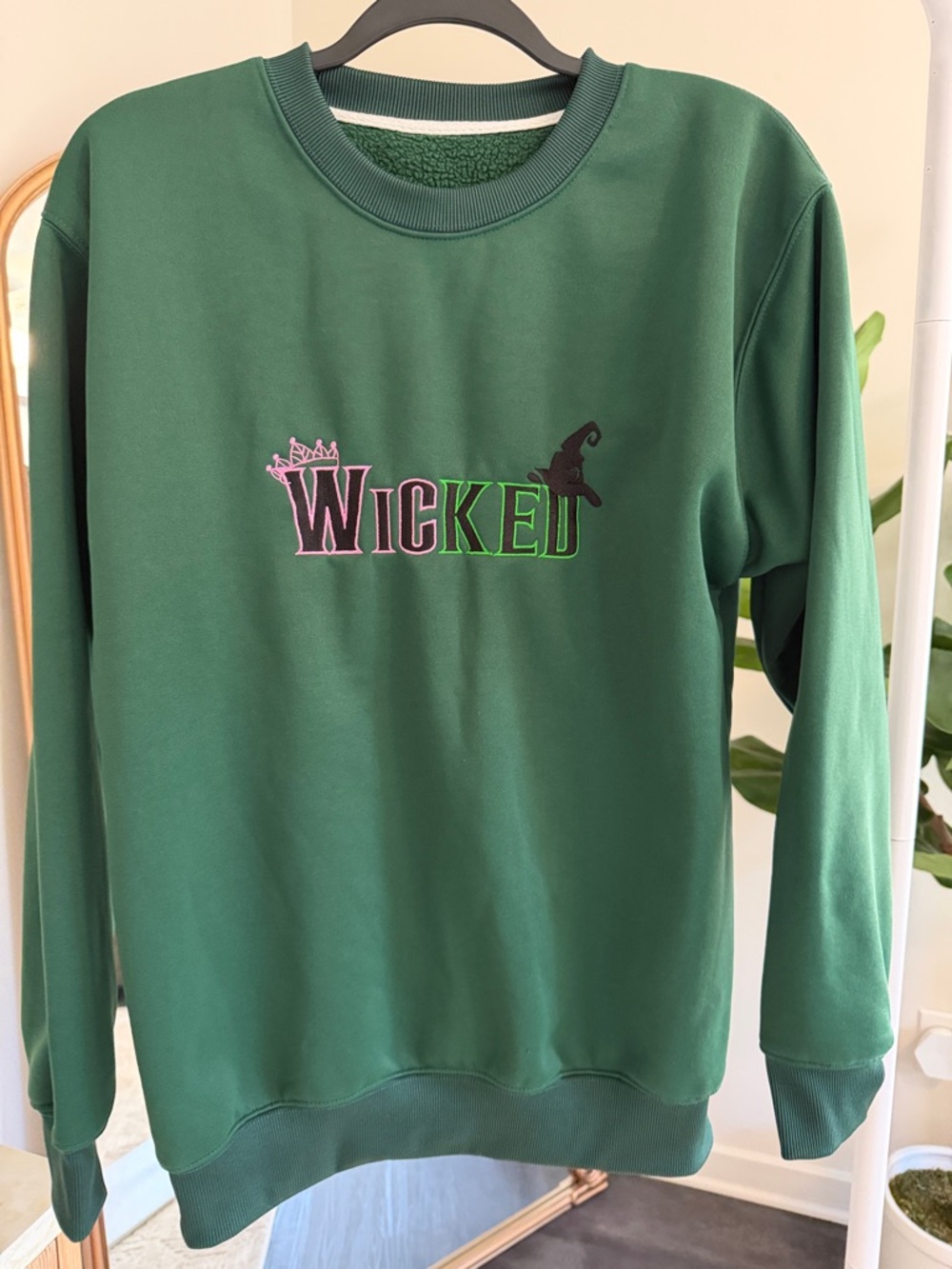 Wicked Embroidered Green Crewneck Sweatshirt